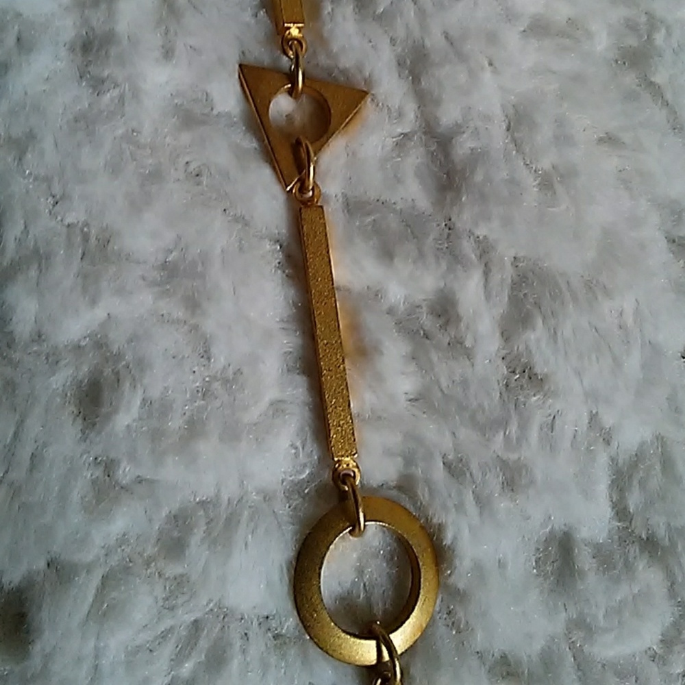 Brushed Gold Plate Statement Necklace - Picture 4 of 5